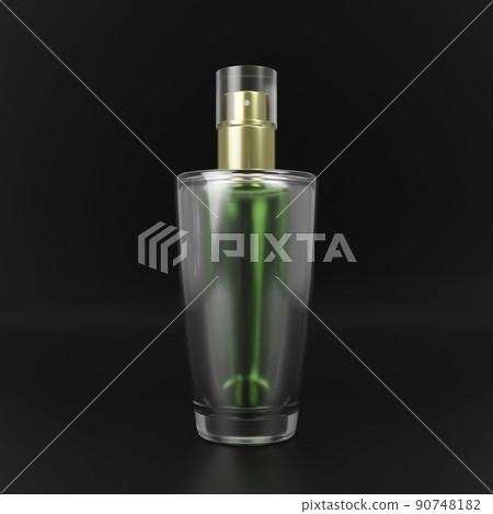 Perfume bottle on a black background. 3d render 90748182