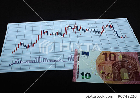 [Thumbnails of articles on foreign exchange, stocks, dollars, euros, bitcoins, etc.] Dollars, euro bills and charts 90748226