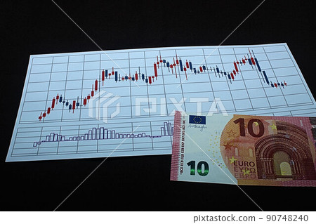 [Thumbnails of articles on foreign exchange, stocks, dollars, euros, bitcoins, etc.] Dollars, euro bills and charts 90748240