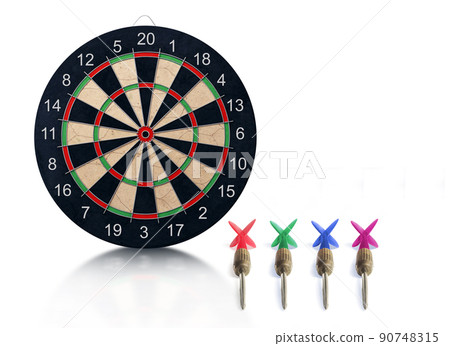 Darts with dartboard on white background Darts with dartboard on white background 90748315