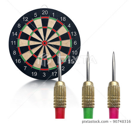 Darts with dartboard on white background Darts with dartboard on white background 90748316