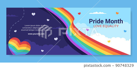 Happy Pride Month Day Social Media Cover Template Flat Cartoon Background Vector Illustration 90748329