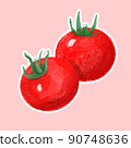 Small round tomato watercolor style white edge 90748636
