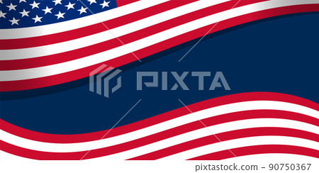 Concept of the Fourth of July independence day with flying American flag over blue background. Concept of the Fourth of July independence day with flying American flag over blue background. 90750367