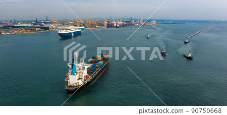 Aerial view container ship cargo freight shipping maritime vessel, Global business supply chain import export logistic transportation international oversea worldwide by container ship freight Aerial view container ship cargo freight shipping maritime vessel, Global business supply chain import export logistic transportation international oversea worldwide by container ship freight 90750668