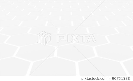 White hexagonal pattern wall. White light through the gap. Low position. 90751588