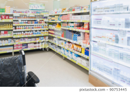 pharmacy drugstore shop interior blur background 90753445