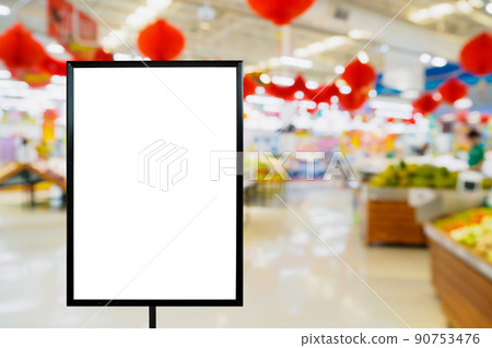 Blank price board with Supermarket store 90753476