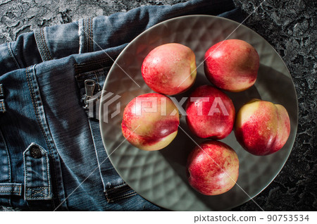 Background of bright and ripe nectarines in... - Stock Photo [90753534] -  PIXTA