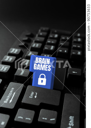 Text showing inspiration Brain Games. Business approach psychological tactic to manipulate or intimidate with opponent -49004 90753633