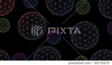 Colorful sphere made of wire frame, polygon, polygon, polyhedron Colorful sphere made of wire frame, polygon, polygon, polyhedron 90753679