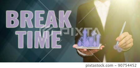 Conceptual caption Break Time. Internet Concept Period of rest or recreation after doing of certain work Partners Shaking Signing Contract Unlocking New Ideas And Opportunities Conceptual caption Break Time. Internet Concept Period of rest or recreation after doing of certain work Partners Shaking Signing Contract Unlocking New Ideas And Opportunities 90754452
