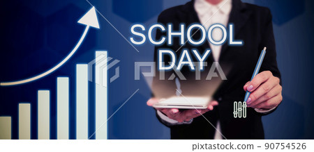 Inspiration showing sign School Day. Business idea starts from seven or eight am to three pm get taught there Businessman in suit holding tablet symbolizing successful teamwork. Inspiration showing sign School Day. Business idea starts from seven or eight am to three pm get taught there Businessman in suit holding tablet symbolizing successful teamwork. 90754526