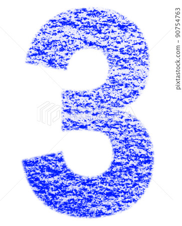 Numbers drawn with crayons Sun 3 Blue background White With high resolution pass Other colors available 90754763