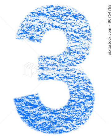Numbers drawn with crayons Sun 3 Blue background White With high resolution pass Other colors available 90754768