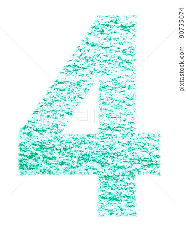 Numbers drawn with crayons Yong 4 Green Background White With high resolution pass Other colors available Numbers drawn with crayons Yong 4 Green Background White With high resolution pass Other colors available 90755074