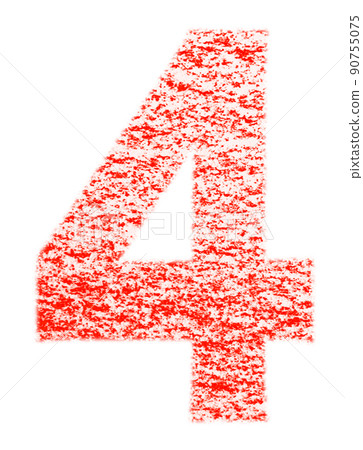 Numbers drawn with crayons Young 4 Red background White With high resolution pass Other colors available Numbers drawn with crayons Young 4 Red background White With high resolution pass Other colors available 90755075