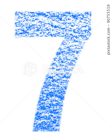 Numbers drawn with crayons Nana 7 Blue background White With high resolution pass Other colors available 90755519
