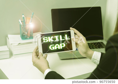 Sign displaying Skill Gap. Business overview Refering to a person s is weakness or limitation of knowlege -47107 Sign displaying Skill Gap. Business overview Refering to a person s is weakness or limitation of knowlege -47107 90755650