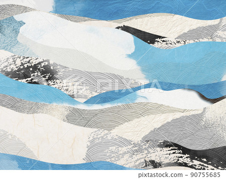 Abstract background material using Japanese paper and Japanese pattern Japanese modern 90755685