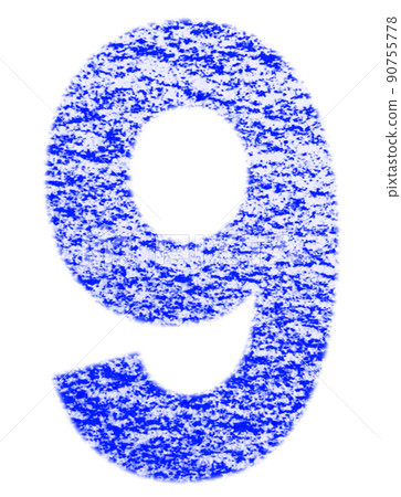 Numbers drawn with crayons Kyu 9 Blue background White With high resolution pass Other colors available 90755778