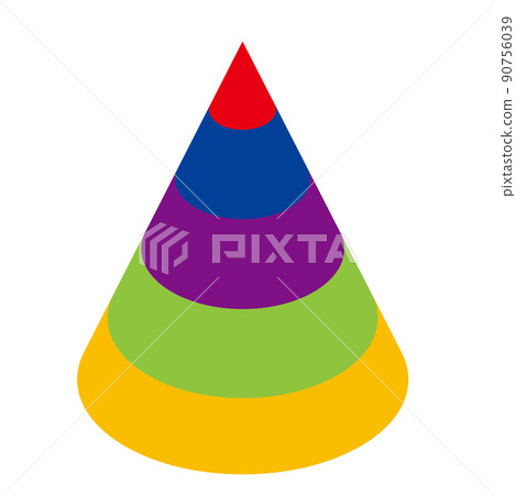 3D three-dimensional five-layer conical pyramid-shaped isometrics illustration infographic 90756039