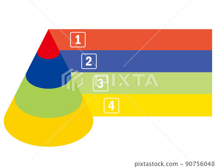 3D three-dimensional four-dimensional conical pyramid-shaped isometrics illustration infographic 3D three-dimensional four-dimensional conical pyramid-shaped isometrics illustration infographic 90756048