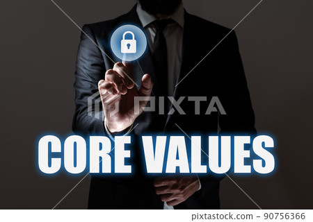 Conceptual caption Core Values. Business idea belief person or organization views as being importance -47347 90756366
