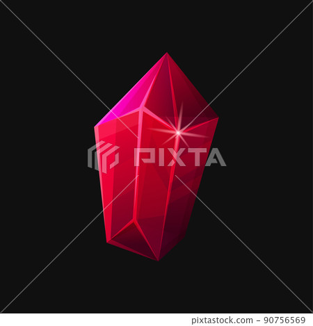 Glass Crystal on Black Background. Red Gem Vector Glass Crystal on Black Background. Red Gem Vector 90756569