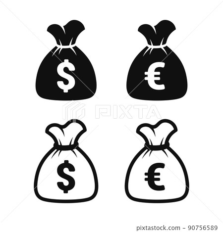 Money Bag Icon Set on White Background. Vector 90756589