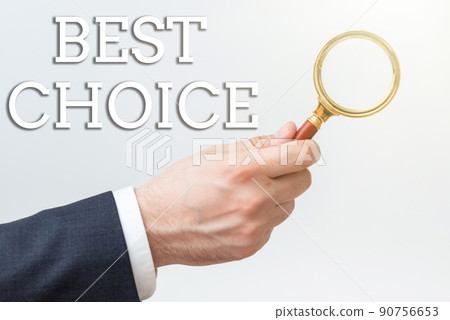 Conceptual display Best Choice. Internet Concept act of picking or deciding between two or more possibilities Partners Shaking Signing Contract Unlocking New Ideas And Opportunities 90756653