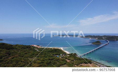 [Tsunoshima Ohashi] Nature of Tsunoshima and aerial photography of Oaza Kanda, Hohoku-cho, Shimonoseki City, Yamaguchi Prefecture 90757008