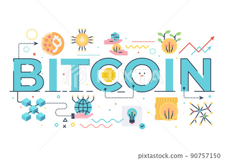 Bitcoin word lettering 90757150