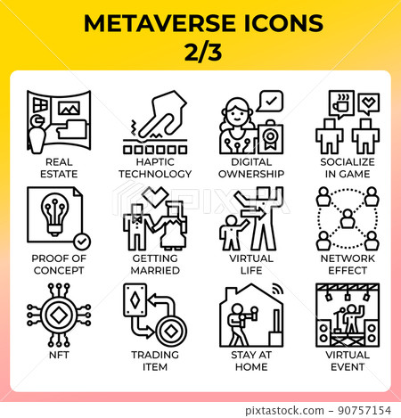 Metaverse icon set 90757154