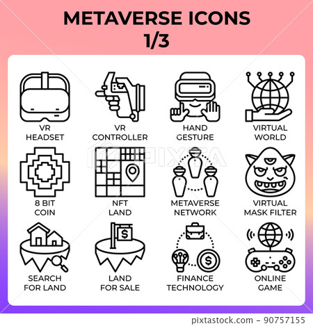 Metaverse icon set 90757155