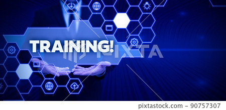 Inspiration showing sign Training. Concept meaning An activity occurred when starting a new job project or work Businessman in suit holding notepad symbolizing successful teamwork. Inspiration showing sign Training. Concept meaning An activity occurred when starting a new job project or work Businessman in suit holding notepad symbolizing successful teamwork. 90757307