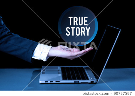 Conceptual caption True Story. Word Written on The day to day experiences of an individual in his entire life -47832 90757597