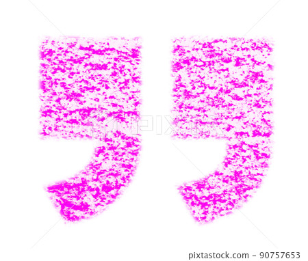 用蠟筆繪製的符號雙引號“桃色背景白色高分辨率通行證其他顏色可用 90757653