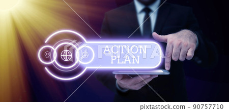 Conceptual display Action Plan. Word Written on list of things or schedule to be made thia current year -48884 90757710