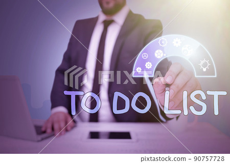 Handwriting text To Do List. Word Written on A structure that usualy made in paper contining task of yours Lady in suit holding pen symbolizing successful teamwork accomplishments. Handwriting text To Do List. Word Written on A structure that usualy made in paper contining task of yours Lady in suit holding pen symbolizing successful teamwork accomplishments. 90757728