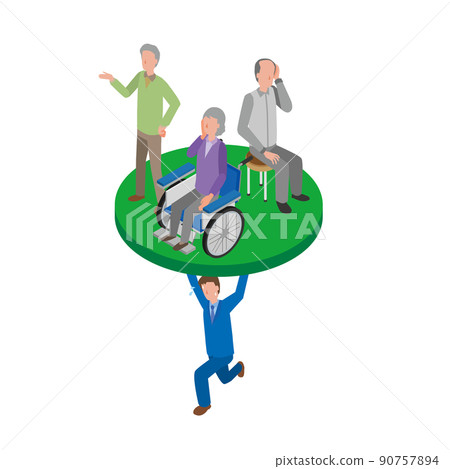Young people who support the elderly 90757894