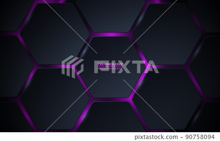Dark 3d hexagonal technology abstract background. Dark 3d hexagonal technology abstract background. 90758094