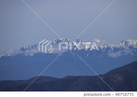 Peaks of the Northern Alps seen from Kirigamine Photo location: Near the shoulder of the car (Suwa City, Nagano Prefecture) Peaks of the Northern Alps seen from Kirigamine Photo location: Near the shoulder of the car (Suwa City, Nagano Prefecture) 90758735