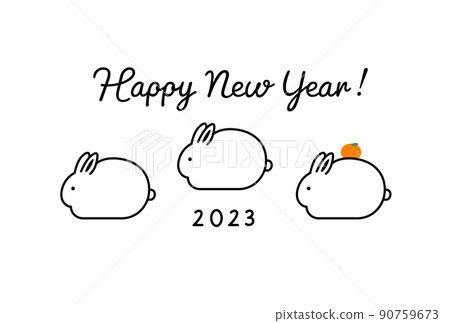 New Year's card template for the year of the rabbit in 2023, simple fashionable illustration, material, Reiwa 5 years New Year's card template for the year of the rabbit in 2023, simple fashionable illustration, material, Reiwa 5 years 90759673