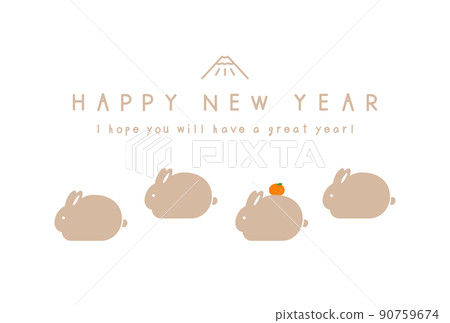 2023年兔年新年賀卡模板,簡單時尚插畫,素材,令和5年 2023年兔年新年賀卡模板,簡單時尚插畫,素材,令和5年 90759674