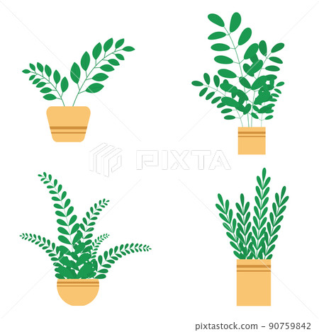 Set house plants and flowers in ceramic pots. Set house plants and flowers in ceramic pots. 90759842