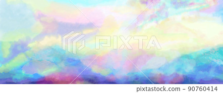 帶有海、天空和黎明光圖像的水平背景圖形 90760414