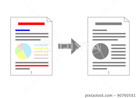 Business illustrations that reduce costs by printing color manuscripts in black and white 90760581