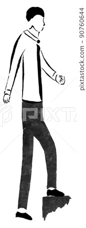 Tall businessman climbing a step (illustration of a hand-painted person in ink) Tall businessman climbing a step (illustration of a hand-painted person in ink) 90760644