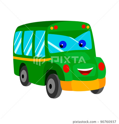 cartoon image of a bus. a green bus with eyes. Vector isolated on a white background. cartoon image of a bus. a green bus with eyes. Vector isolated on a white background. 90760937